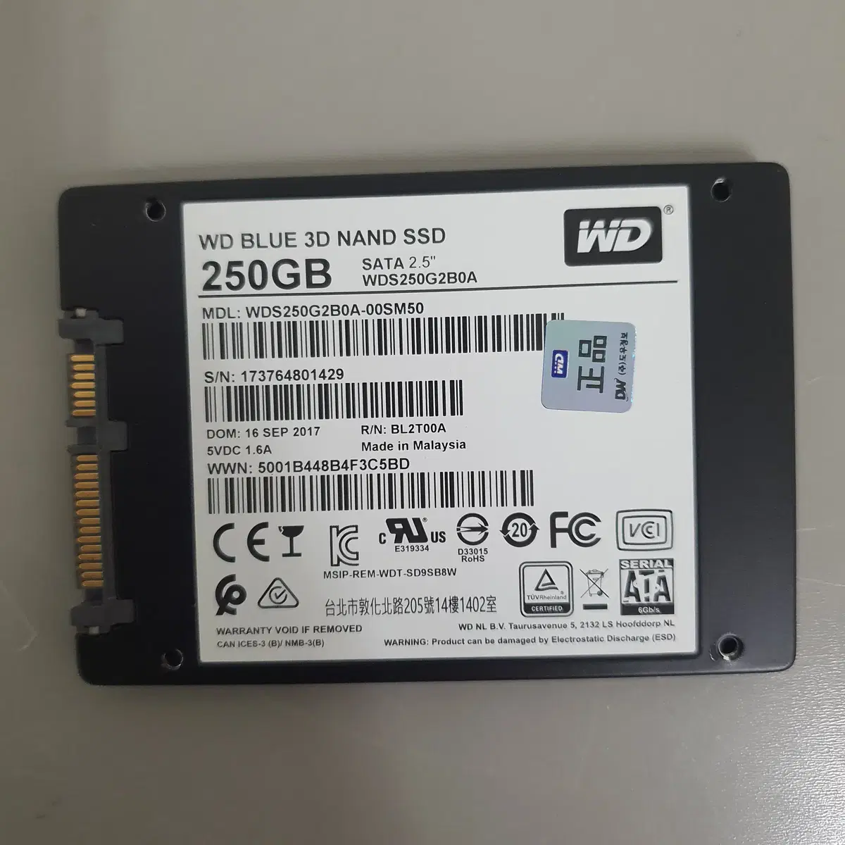 [무료배송] 중고 WD 블루 250GB SATA SSD