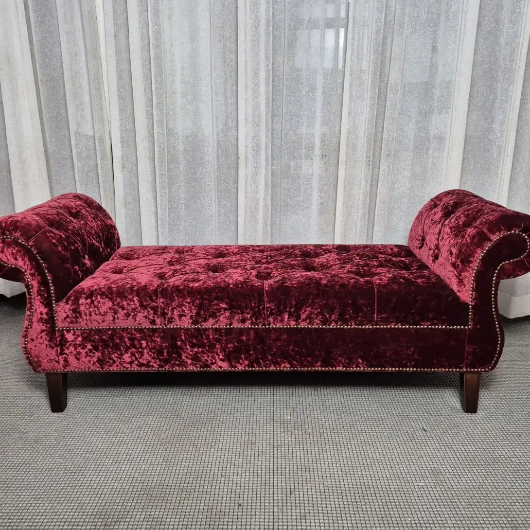 엔틱 레드벨벳 2 Seater Chaise lounge 벤치소파