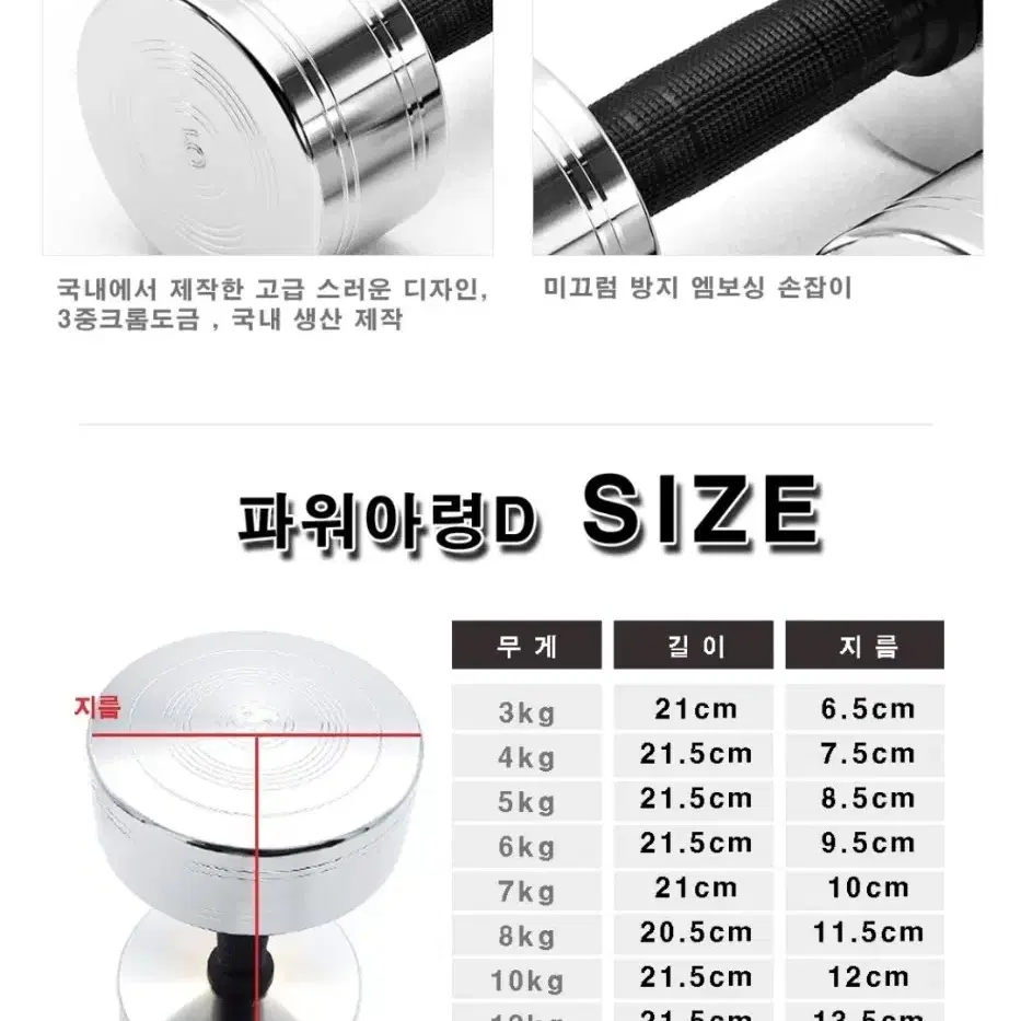 (무료배송) 국산 10KG 5KG 고밀도 크롬 아령 덤벨