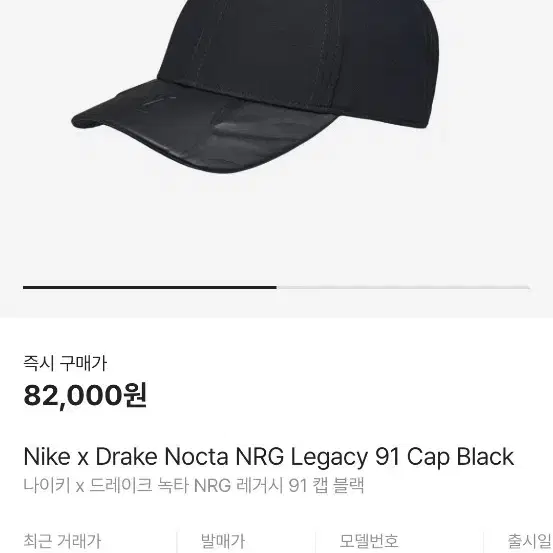 나이키 드레이크 녹타 NRG 레거시 91 캡 블랙 팝니다