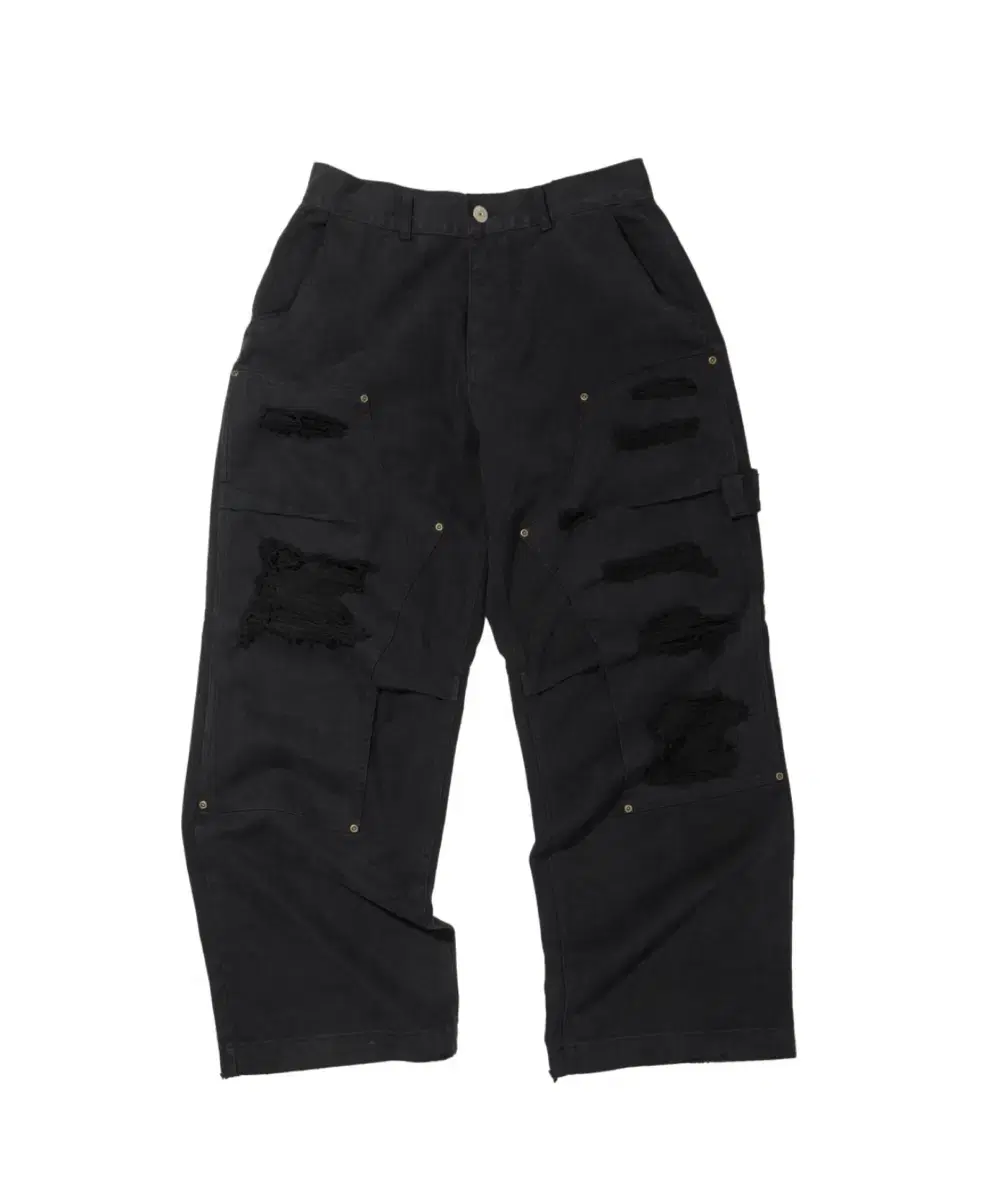 ETCE DOUBLE KNEE DESTROYED PANTS 더블니디스블랙