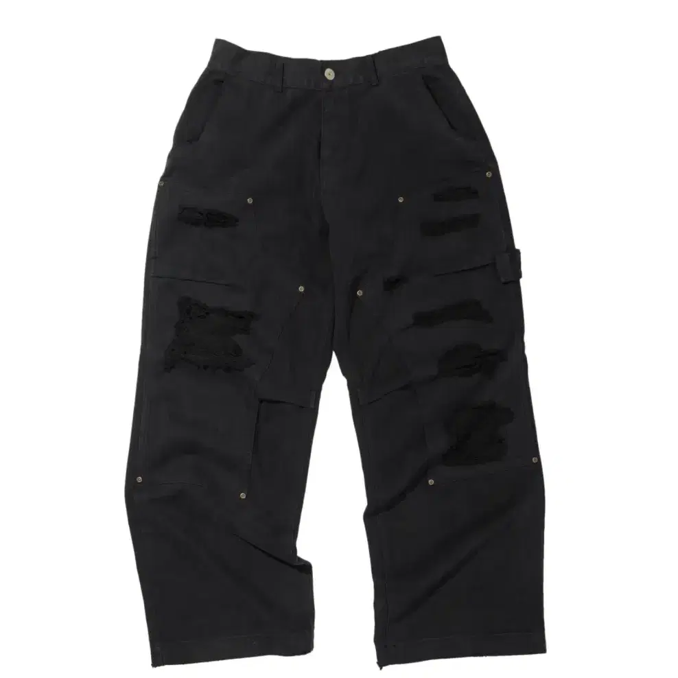 ETCE DOUBLE KNEE DESTROYED PANTS 더블니디스블랙