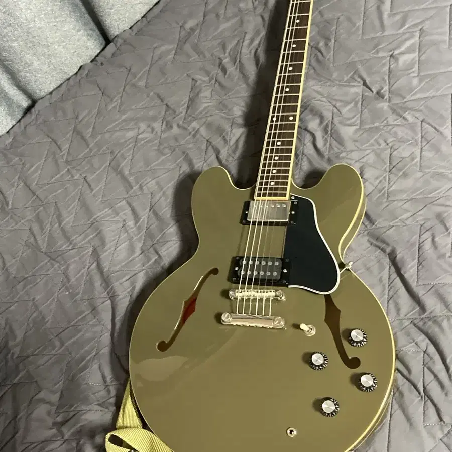 Epiphone 에피폰 ES-335, 올리브 색상, 브릿지 및 픽업 업글