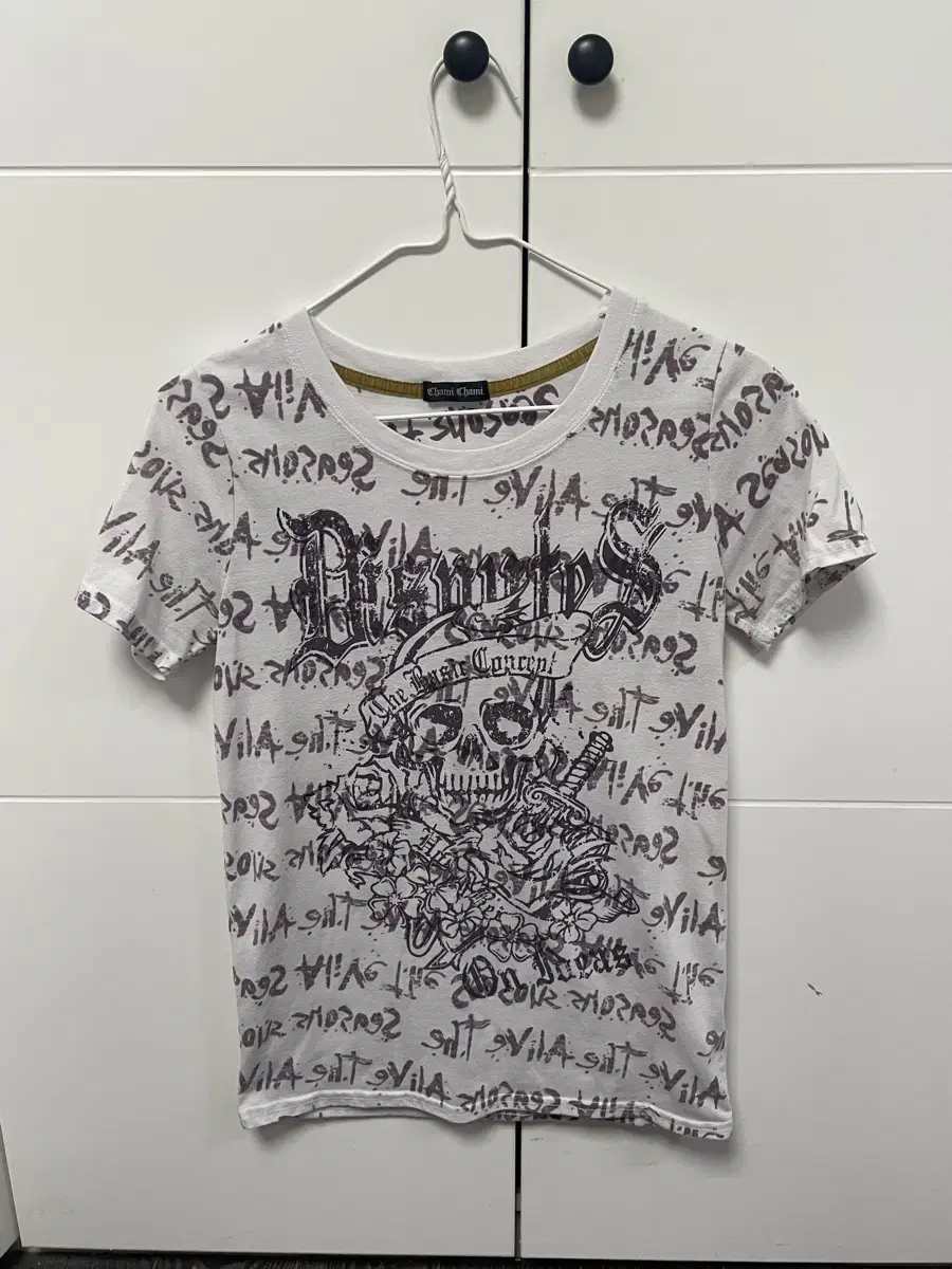 Skull punk lettering white vahn short-sleeved tee ilbe ilbin