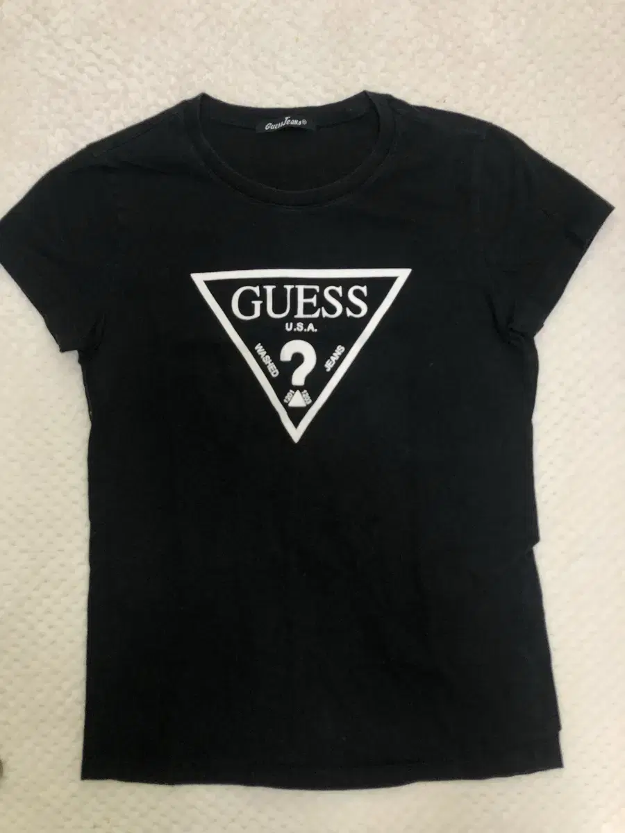 GUESS Women's Short-Sleeved Black White Logo S