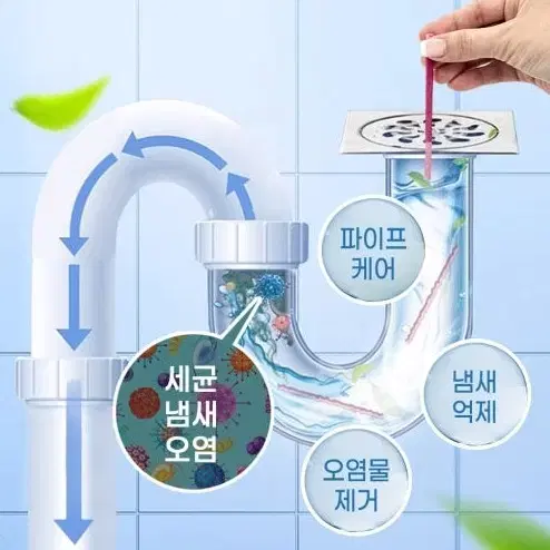 하수구 청소 스틱 세면대 싱크대 막힘방지 배수구 배관청소 클리너