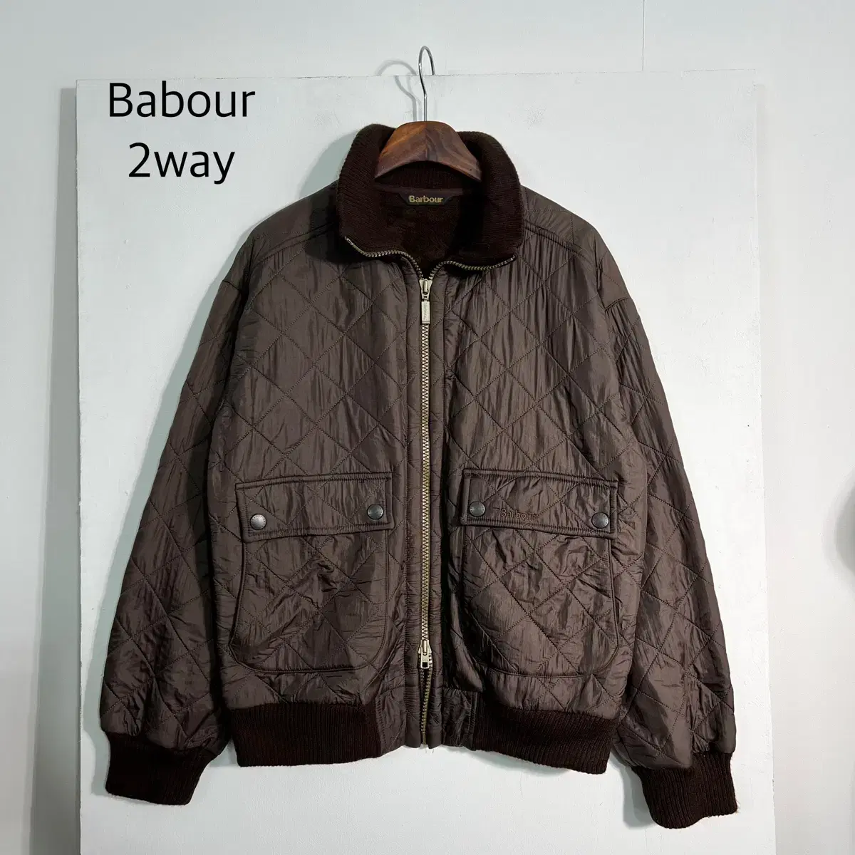 Babour 바버 퀼팅 봄버자켓 2way