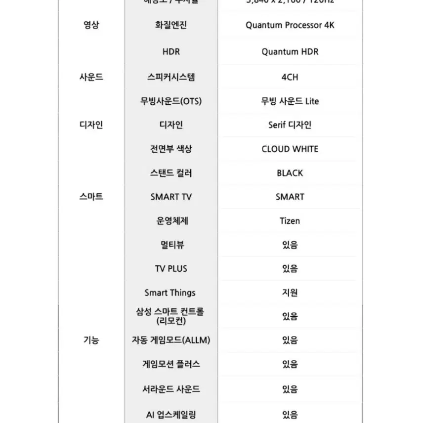 삼성 더세리프 TV KQ65LSD01AFXKR 163cm(65) QLED