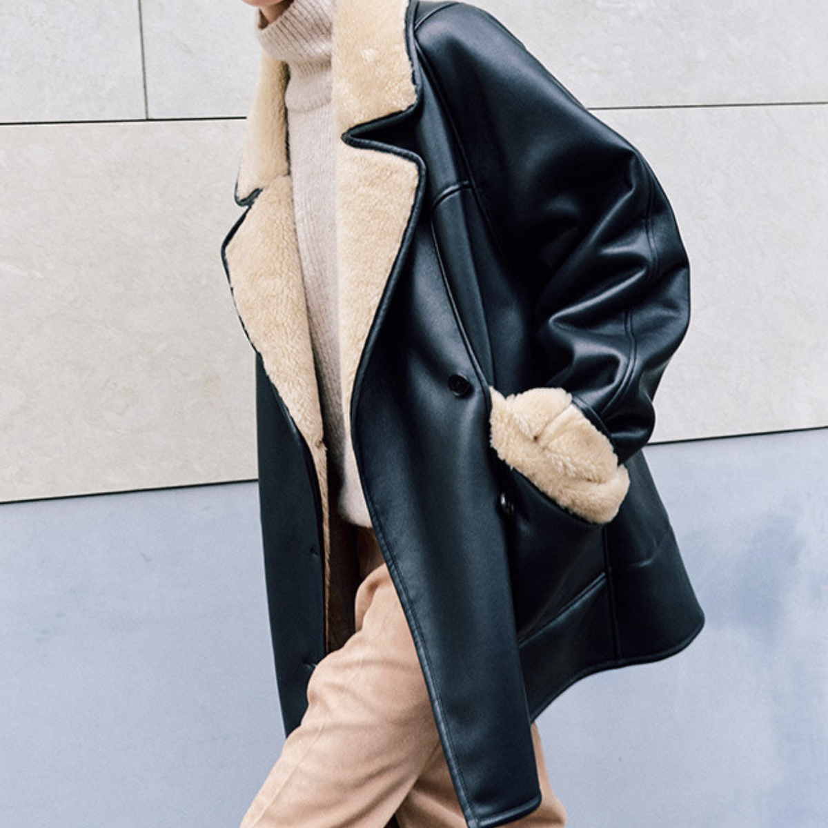 루에브르 Faux Leather Shearling coat 시어링 무스탕