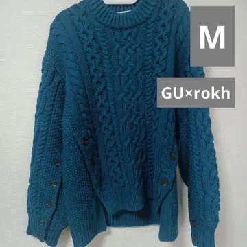 지유 새상품 케이블 니트 스웨터 R rokh 니트 블루 긴팔 rokh