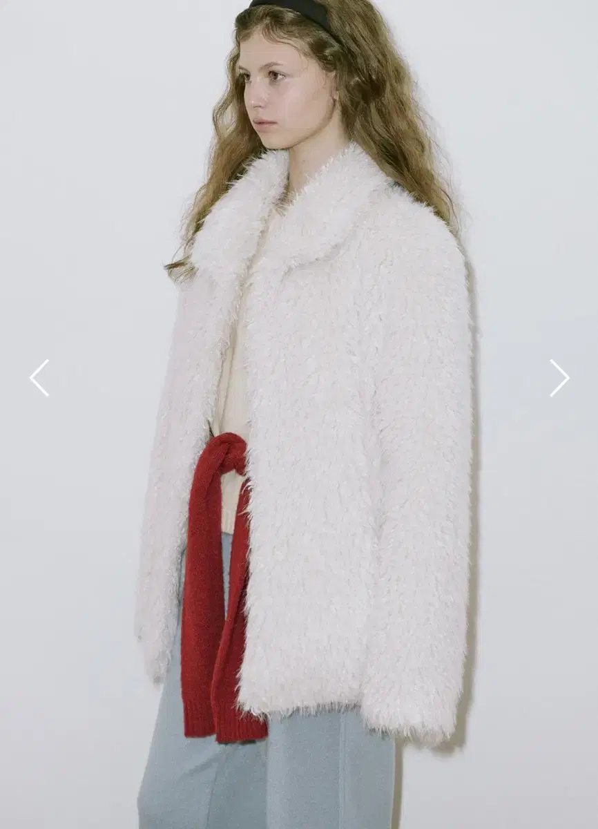 시눈 mix heavy fur jacket cream