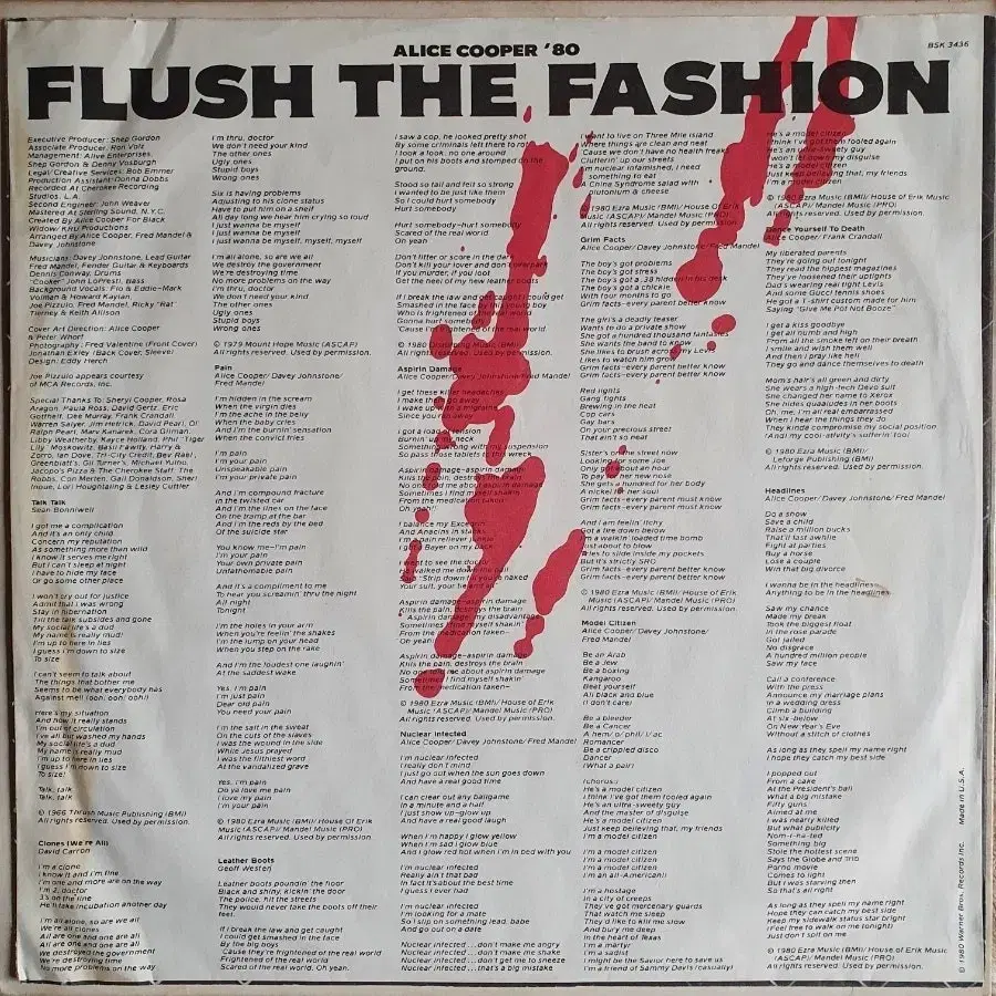 ALICE COOPER - FLUSH THE FASHION LP(미국초반