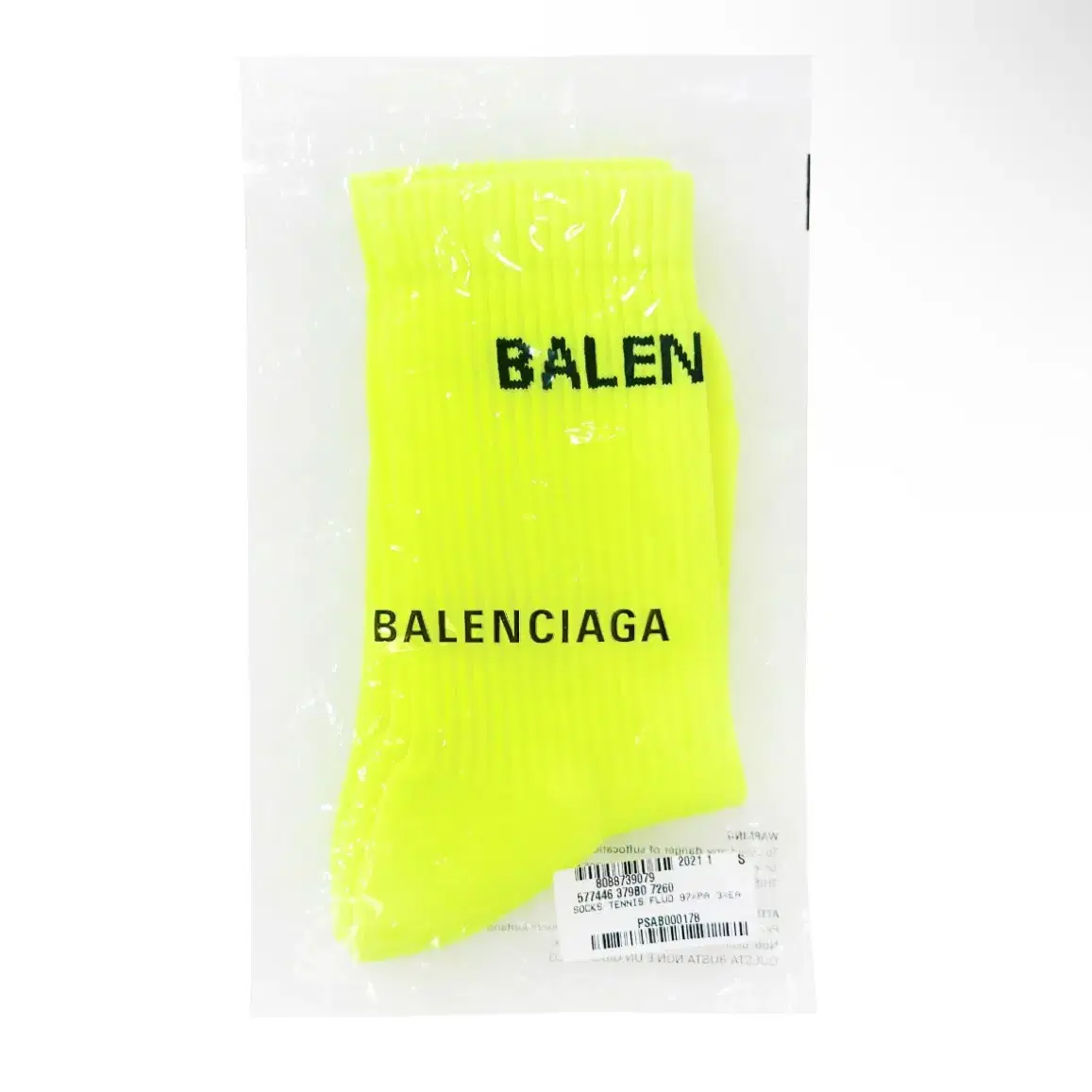 [S] Balenciaga 발렌시아가 테니스 양말 언더웨어 네온 옐로우