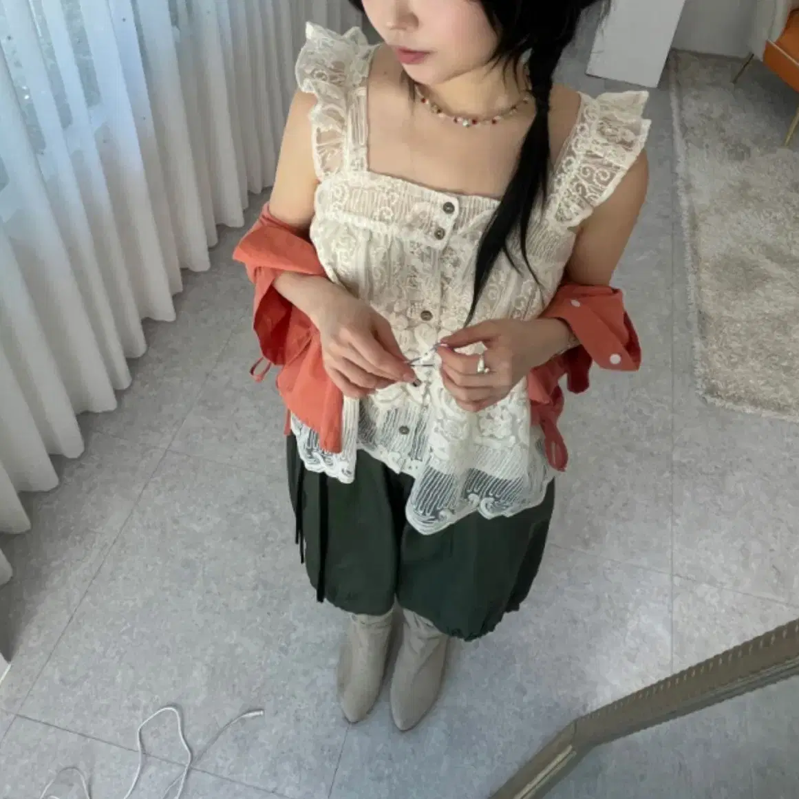 김아홉 프렌치 레이스 슬리브리스 french lace sleeveless