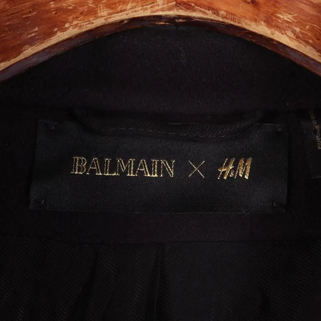 에이치앤엠X발망 H M X BALMAIN 딥네이비 더블 브레스티드 코트