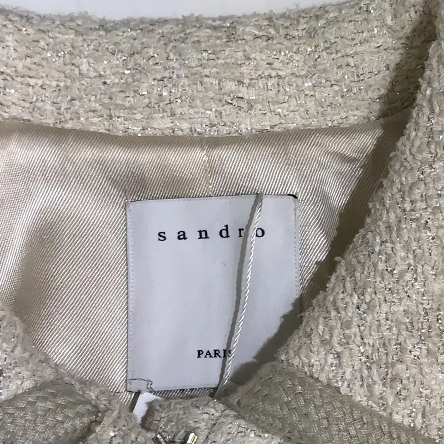 Sandro 산드로 아이보리 투포켓 트위드 자켓