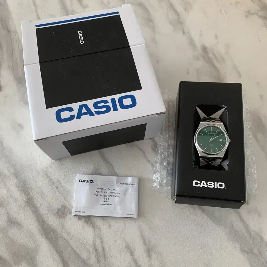 CASIO 카시오 레트로 그린 미니멀 메탈 손목시계