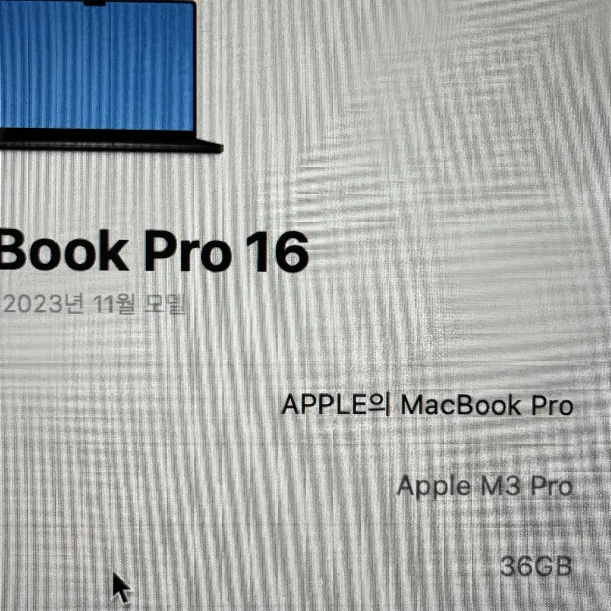 맥북프로16인치 2024 M3 프로 36gb 1TB판매합니다!!