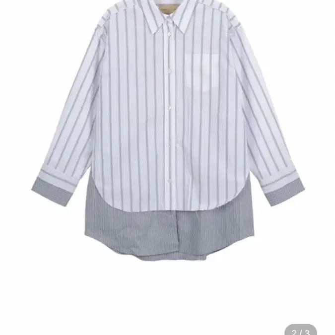 마뗑킴 Double Layers Stripe Shirt in Grey