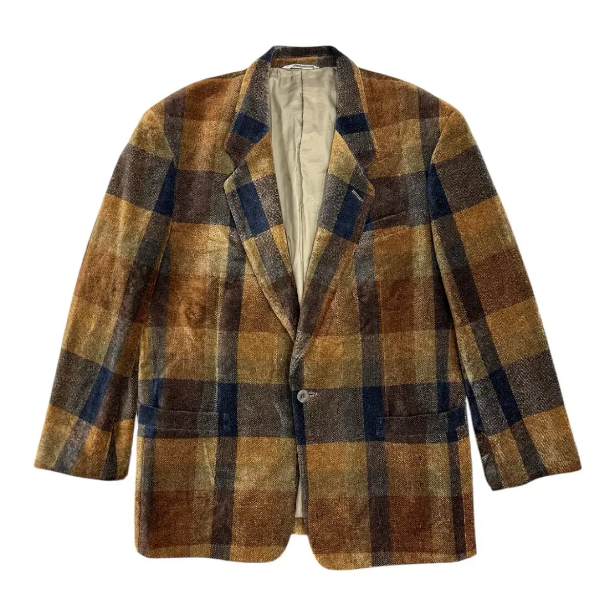 C023 Lew Perro Check Vintage Blazer size L