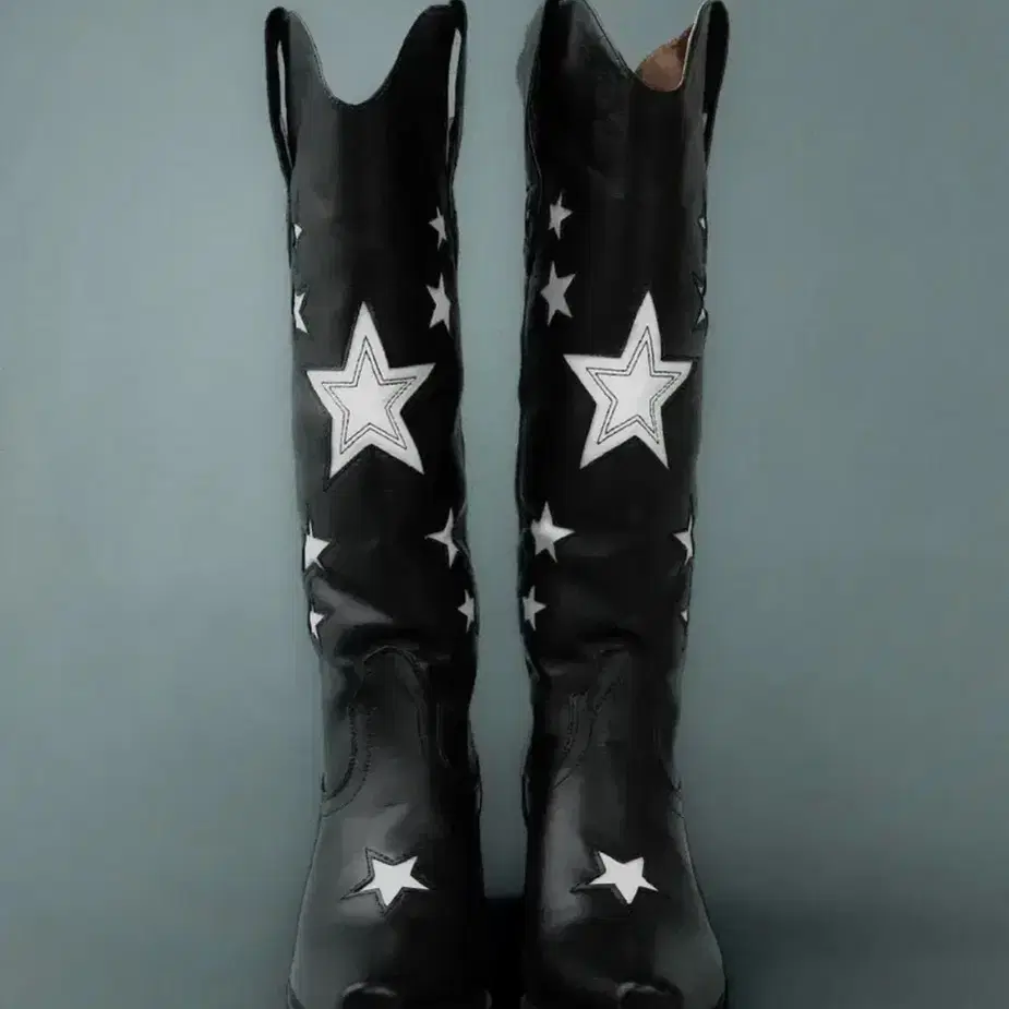 BADBLUE Leather Cowboy Boots Black