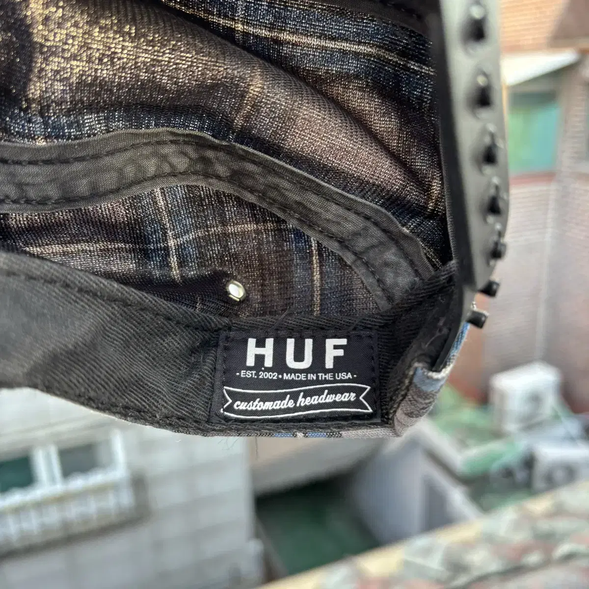 HUF 허프 체크 린넨 박스로고 캠프캡