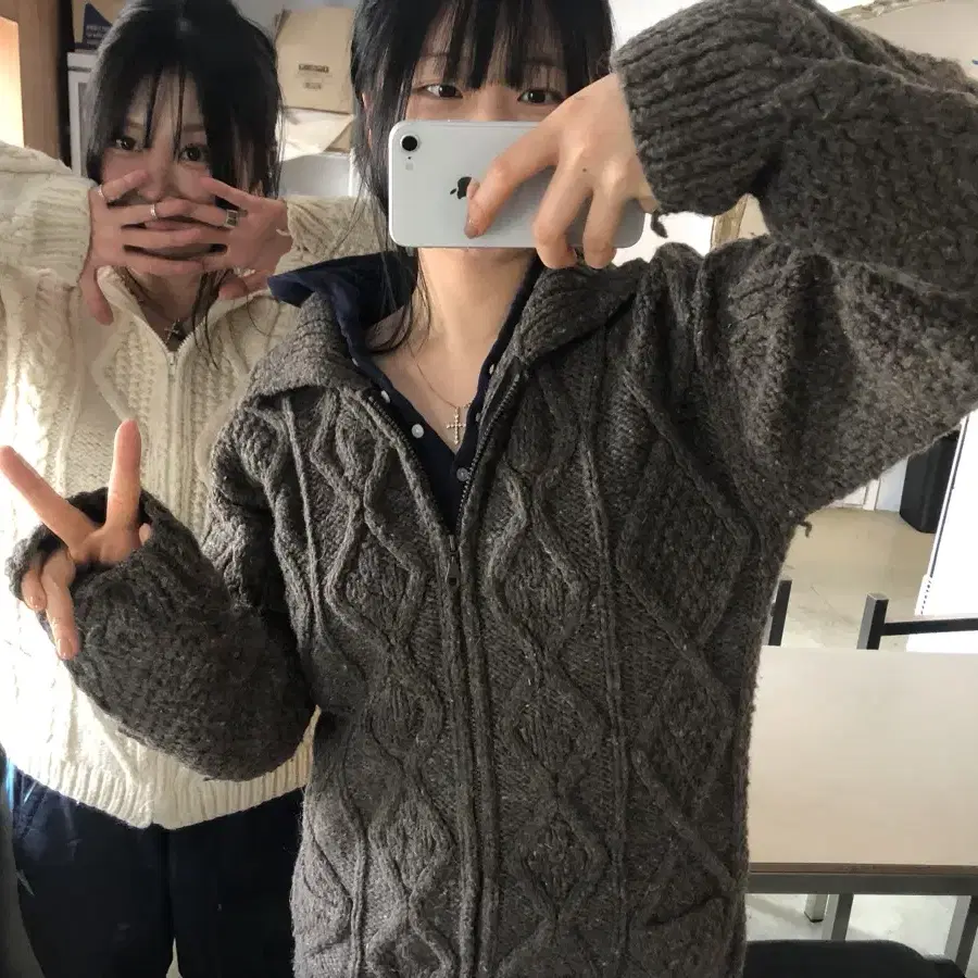 Vintage cable knit 빈티지 케이블니트 집업 꽈배기니트