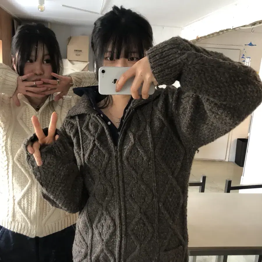 Vintage cable knit 빈티지 케이블니트 집업 꽈배기니트