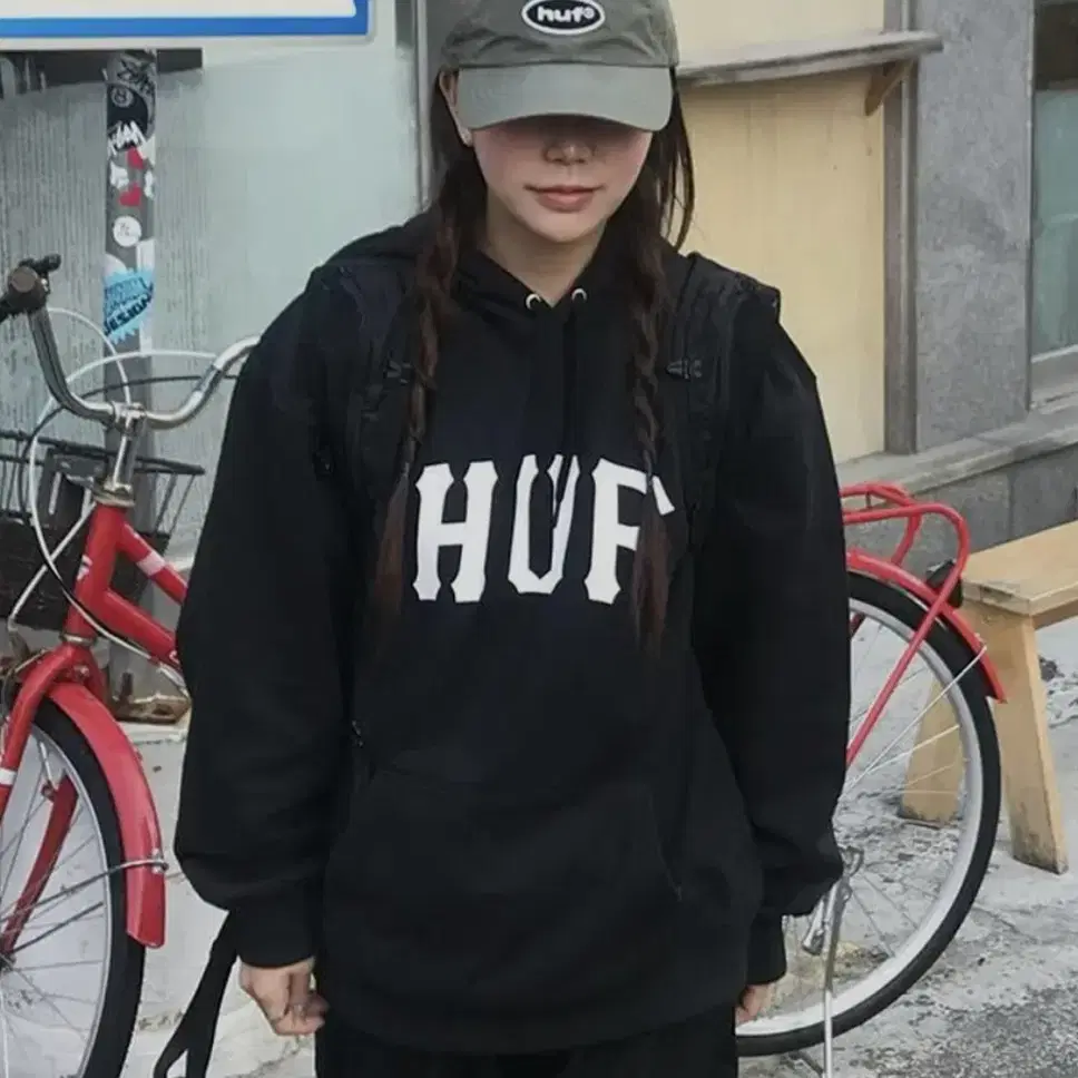 허프 아치로고 후드티 ARCH LOGO HOODIE BLACK M