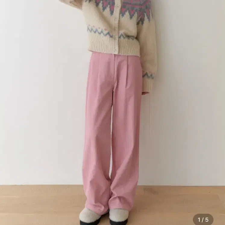 리엘 Corduroy pintuck pants (pink)