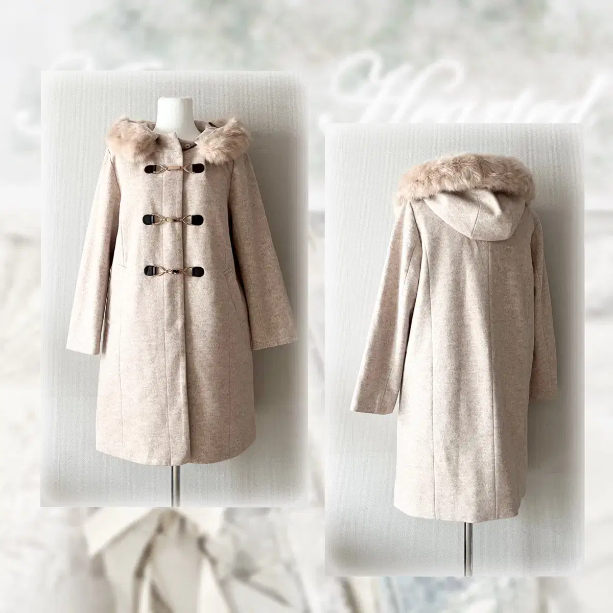 Majestic Legon light beige fur hood coat