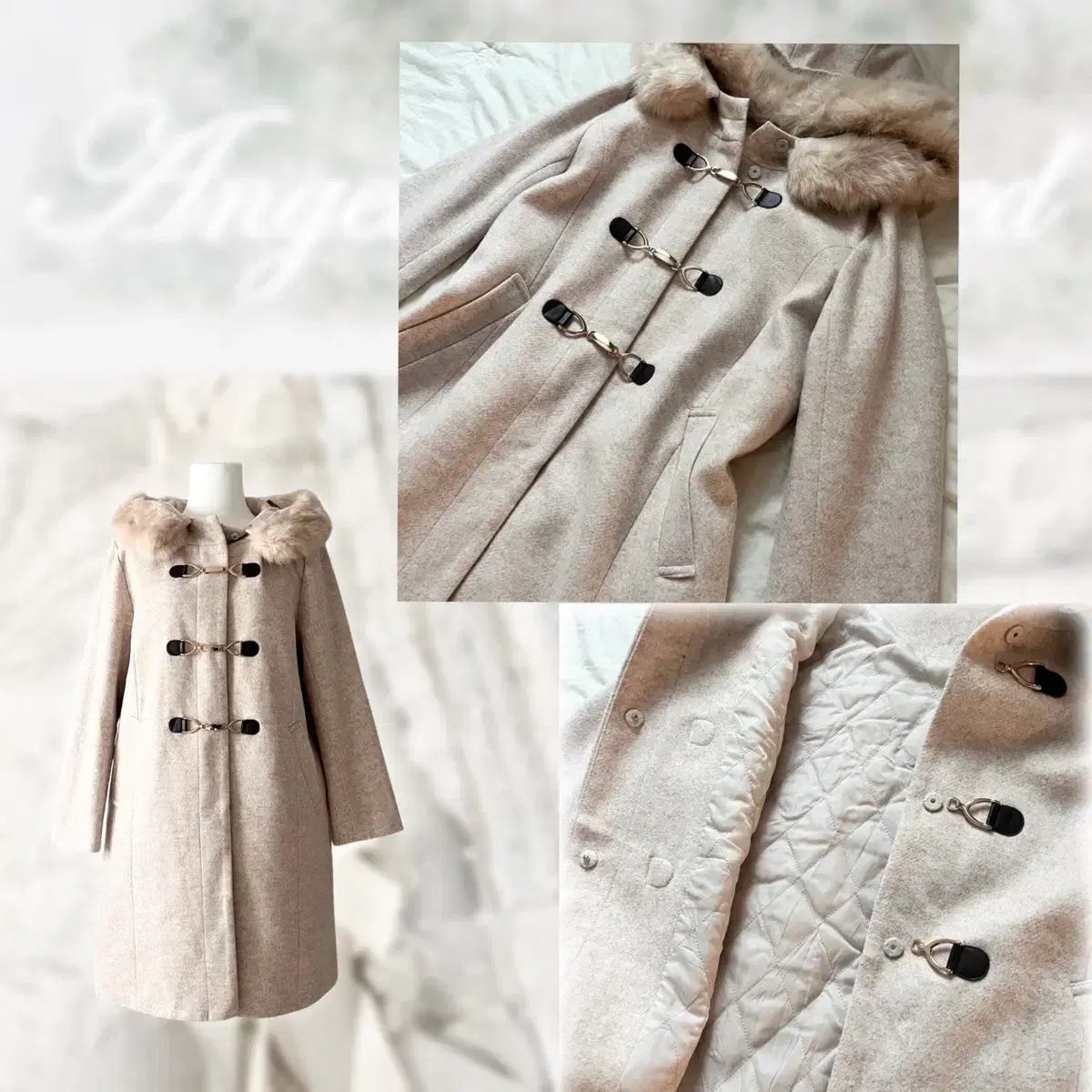 Majestic Legon light beige fur hood coat