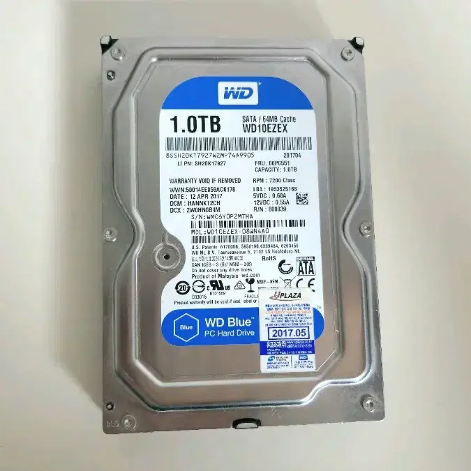 (중고) WD 블루 1TB(1테라) 하드디스크 팝니다.