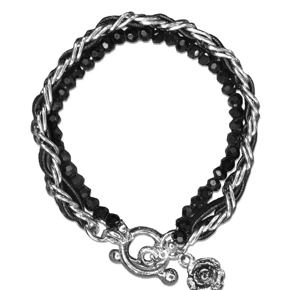 [X:ORDINARY] CHAINLINK LEATHER BRACELET