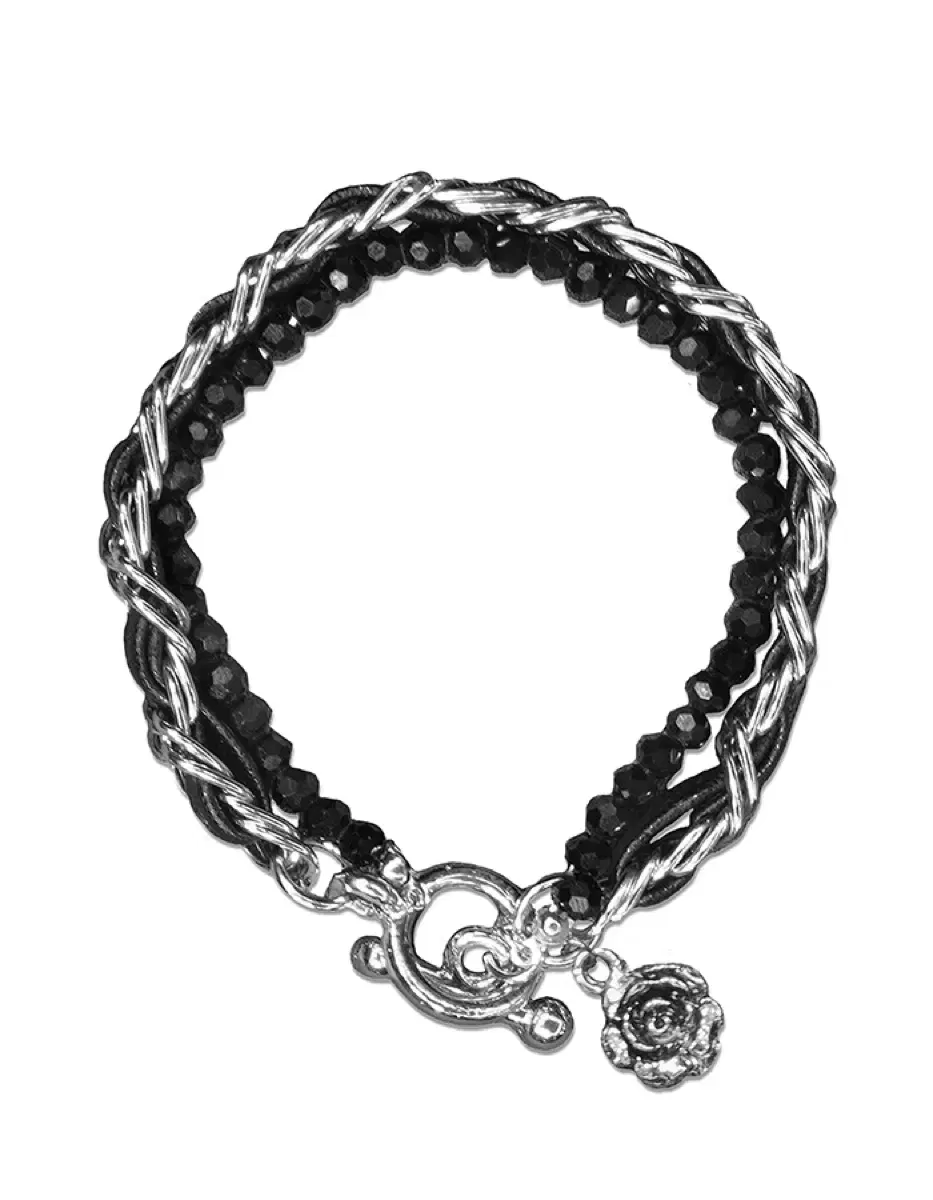 [X:ORDINARY] CHAINLINK LEATHER BRACELET