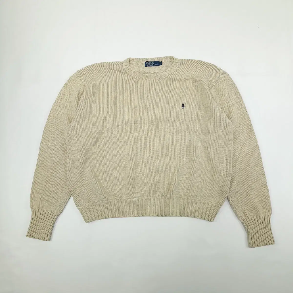 (CS823)XL 폴로 아이보리크림 라운드 니트 스웨터knit