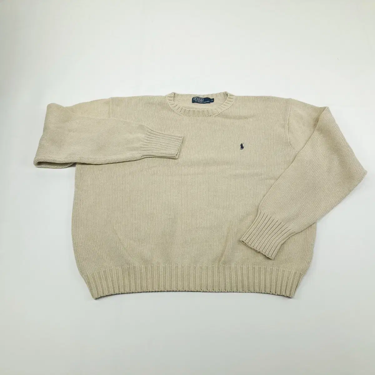 (CS823)XL 폴로 아이보리크림 라운드 니트 스웨터knit