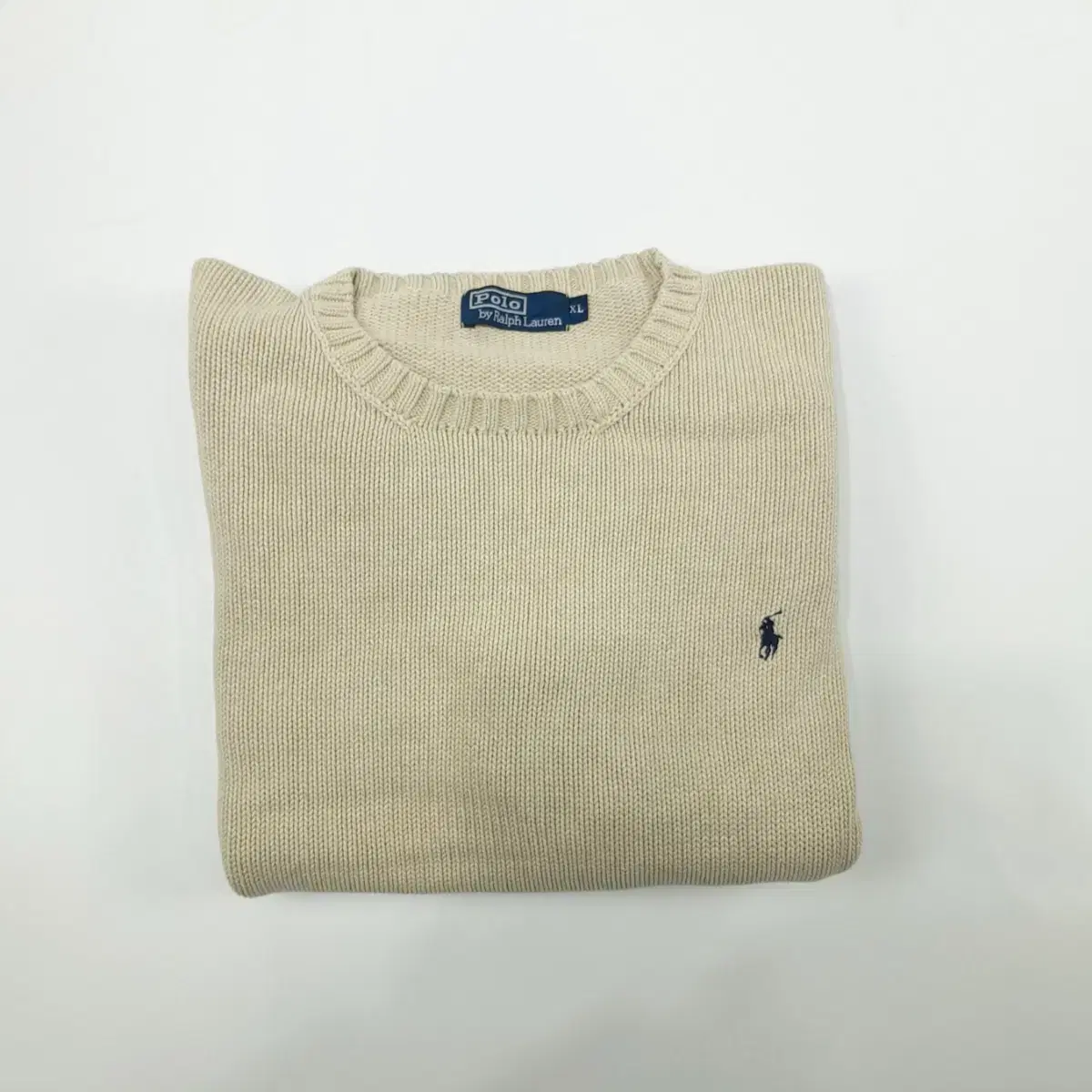 (CS823)XL 폴로 아이보리크림 라운드 니트 스웨터knit