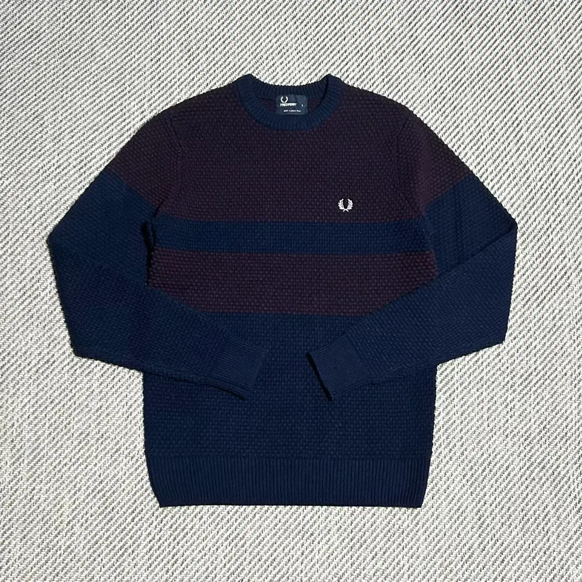 [ M ] Fredperry 프레드페리 램스울 와플 라운드 니트