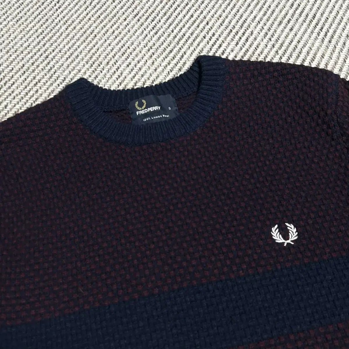 [ M ] Fredperry 프레드페리 램스울 와플 라운드 니트