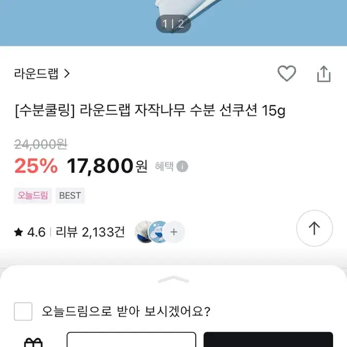 라운드랩 자작나무 수분 선쿠션