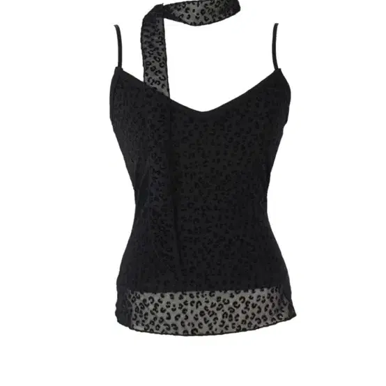 She is miae leopard mesh sleeveless