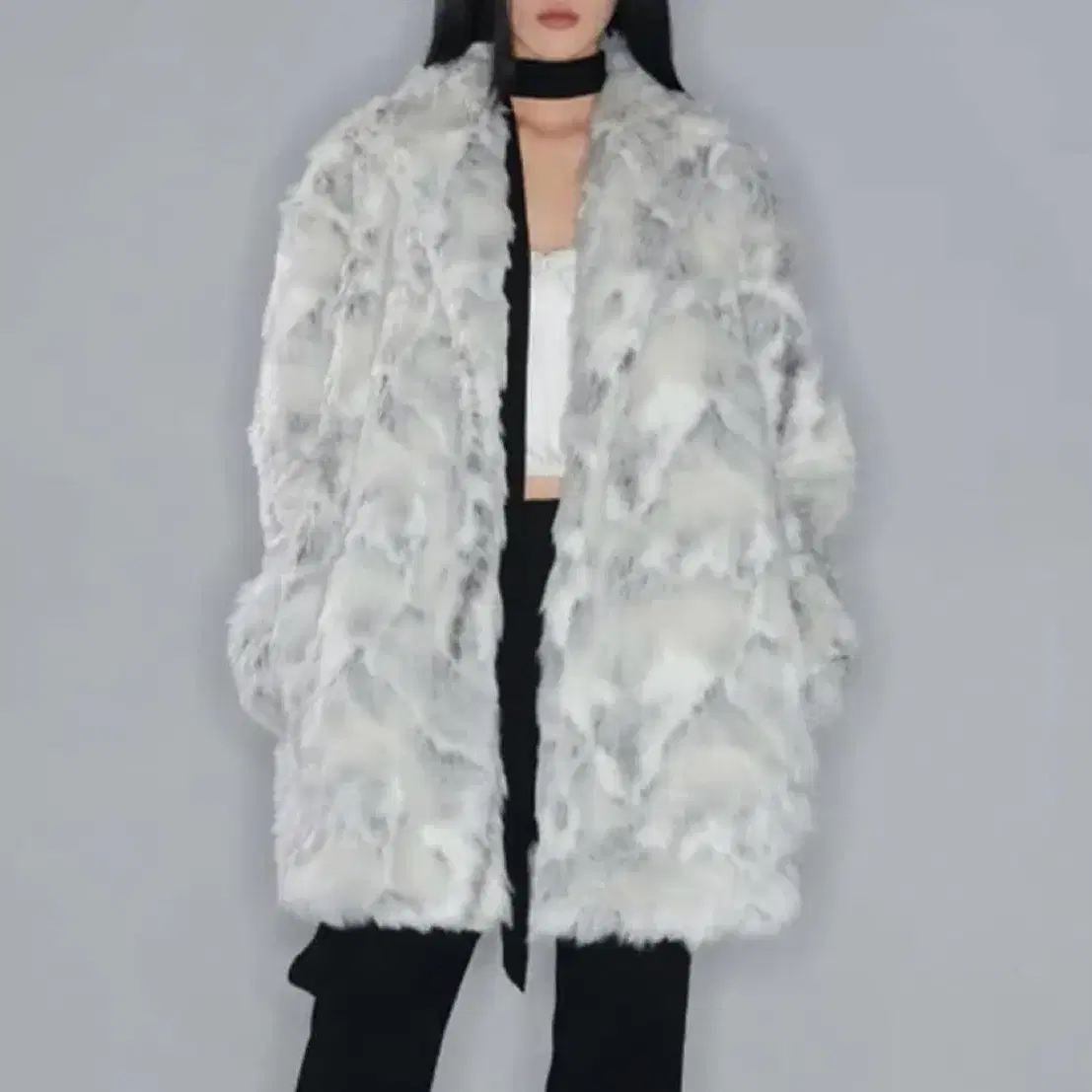 Nache Jacquard Faux Fur coat