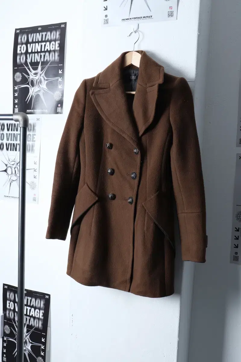 W(XS) Time Coat Jacket Brown Wool Basic Fit-113DB