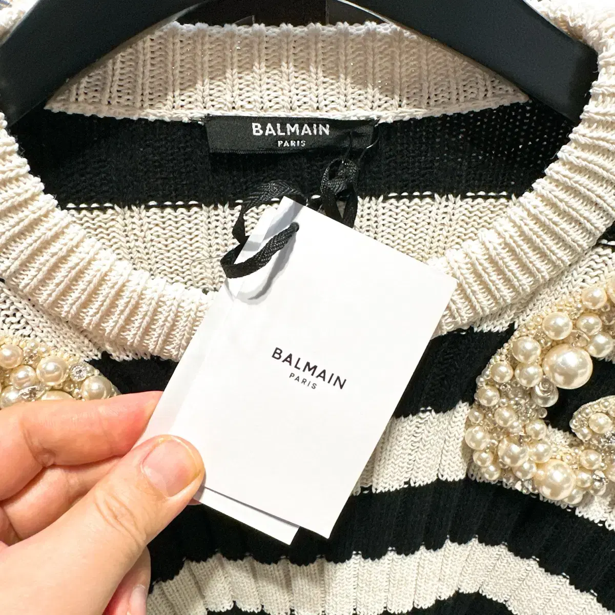 (정품/새상품) BALMAIN 발망 여성 스트라이프 펄 니트 80%