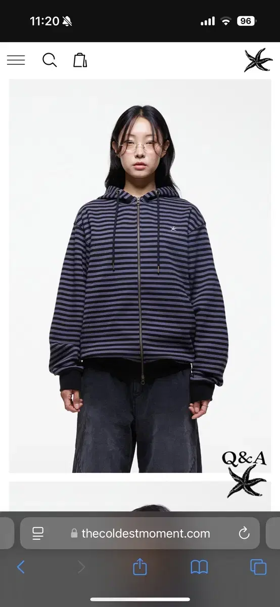 더콜디스트모먼트 TCM stripe hooded zip-up