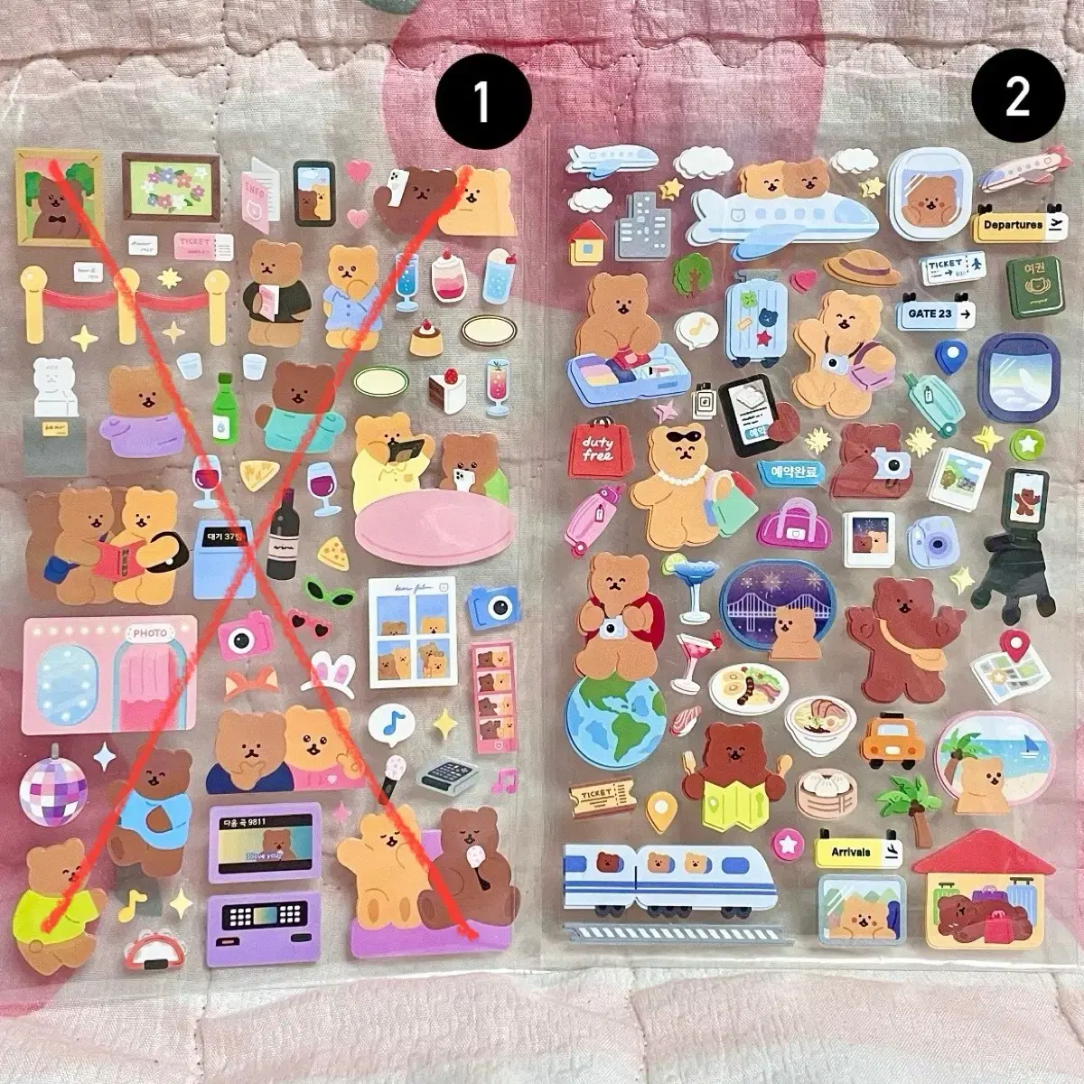 Daiso Date, Traveling Teddy Bear DAKU sticker 2 sheets (new product)