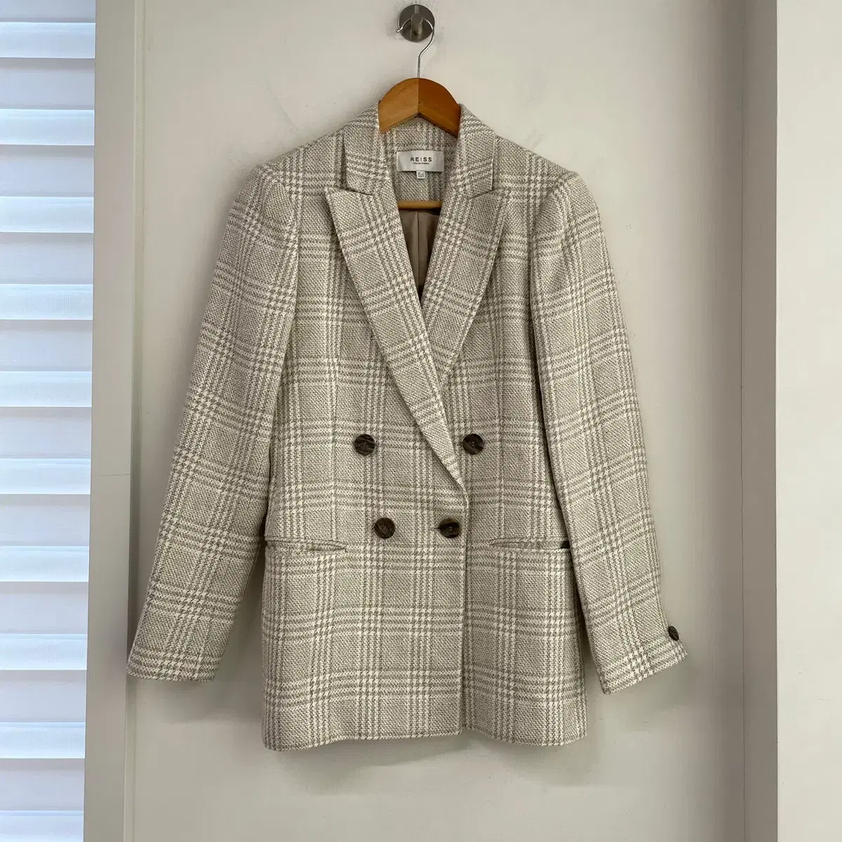 Reiss check double-breasted jacket