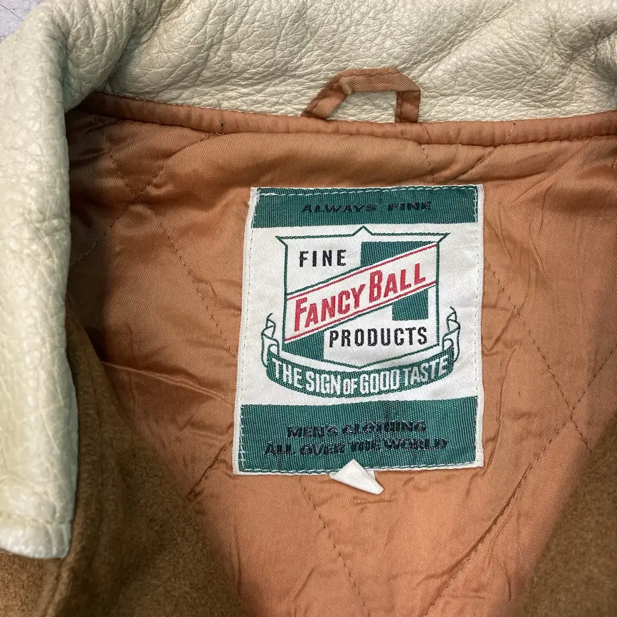 (빈티지)30%SALE FANCY BALL 90's 레더 울 바시티 자켓