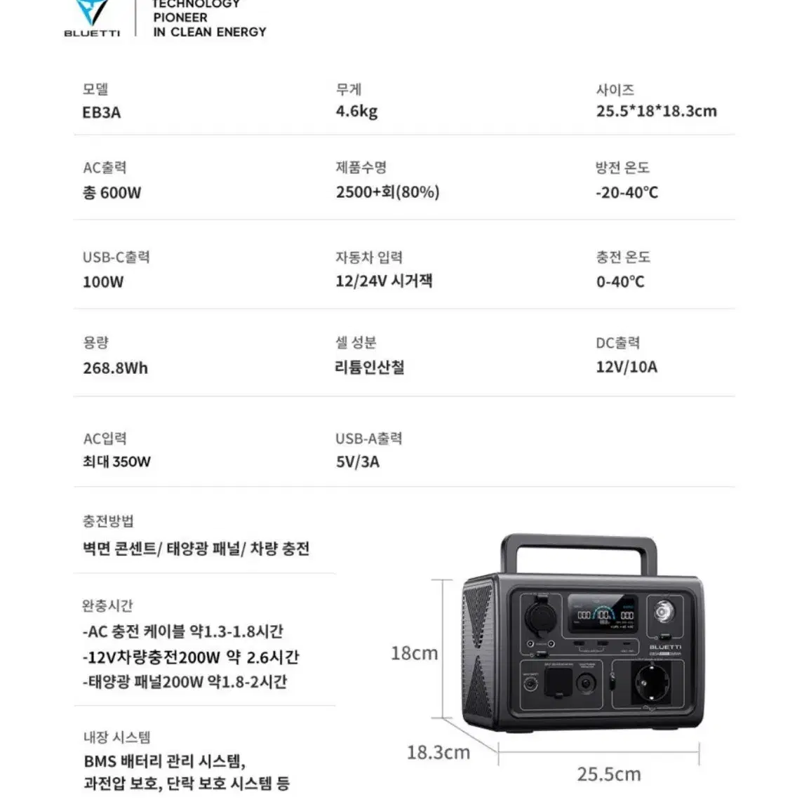 (미개봉) 블루에티 파워뱅크(인산철) 268Wh 판매합니다